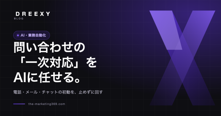 問い合わせの一次対応をAIに任せる|電話・メール・チャットの初動を自動化するDREEXYのブログ記事アイキャッチ