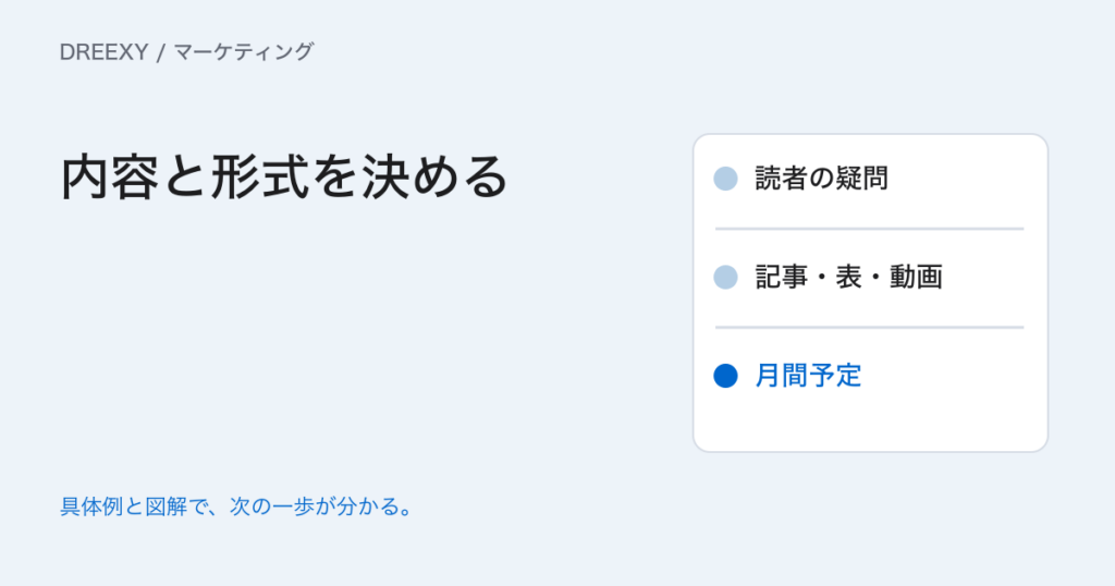 オウンドメディアのコンテンツ戦略|読者・形式・制作・改善の決め方の実務ガイド。コンテンツ戦略と制作の一行