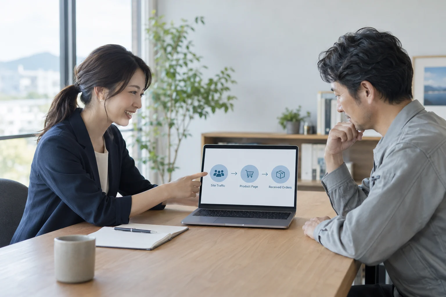 流入から受注までのKPIをテーマにした業務場面のイメージ