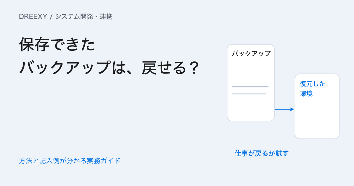業務システムのバックアップはどう確かめる？復元テストの計画表の実務ガイド。業務システムの復元テスト計画表