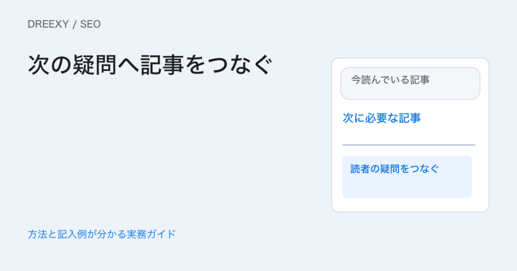 内部リンクはどう設計する？読者の次の疑問につなぐ記事対応表の実務ガイド。読後の次の疑問、行き先、リンクを置く文脈の対応表