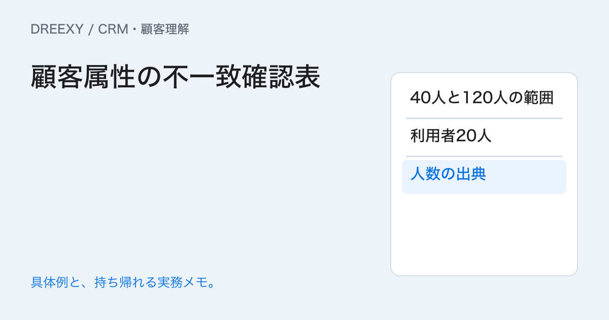 顧客の規模情報が食い違うときは？対象範囲と確認日を残す方法の実務ガイド。顧客属性の不一致確認表：記入メモ