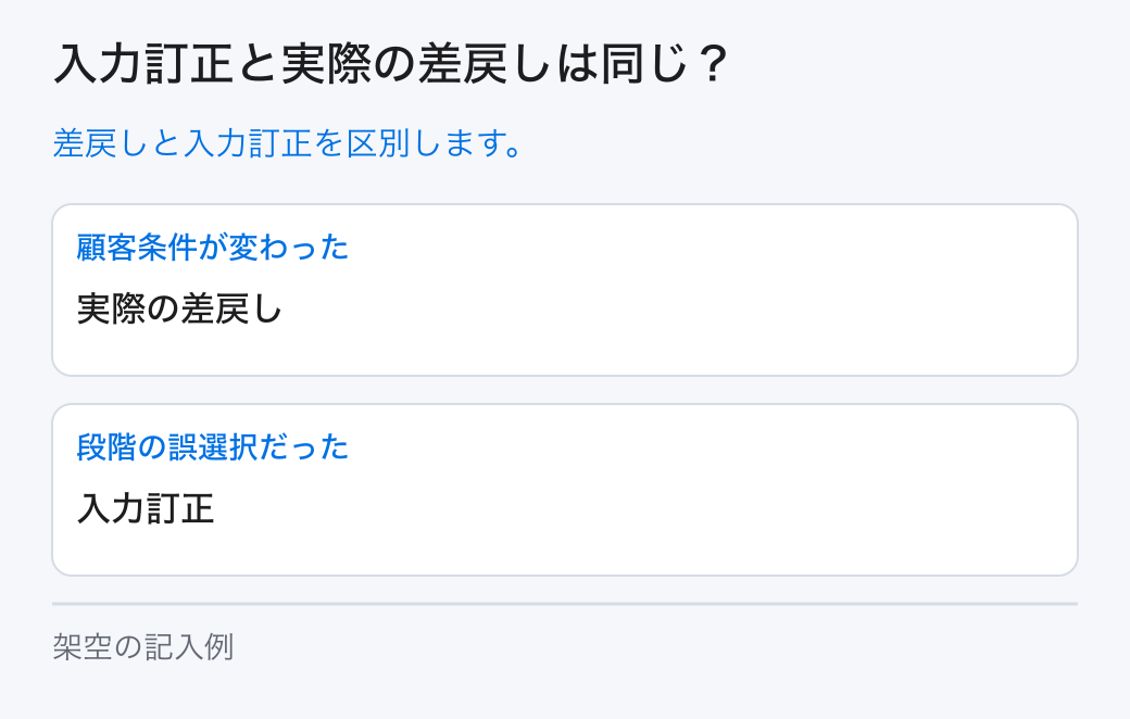 入力訂正と実際の差戻しは同じ?。差戻しと入力訂正を区別します。