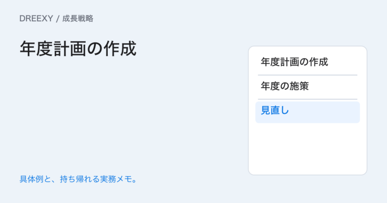 成長戦略を年度計画へ落とすには?月別の実行・費用・検証をつなぐの実務ガイド。年度計画の作成:経営者と担当へ渡す記入メモ